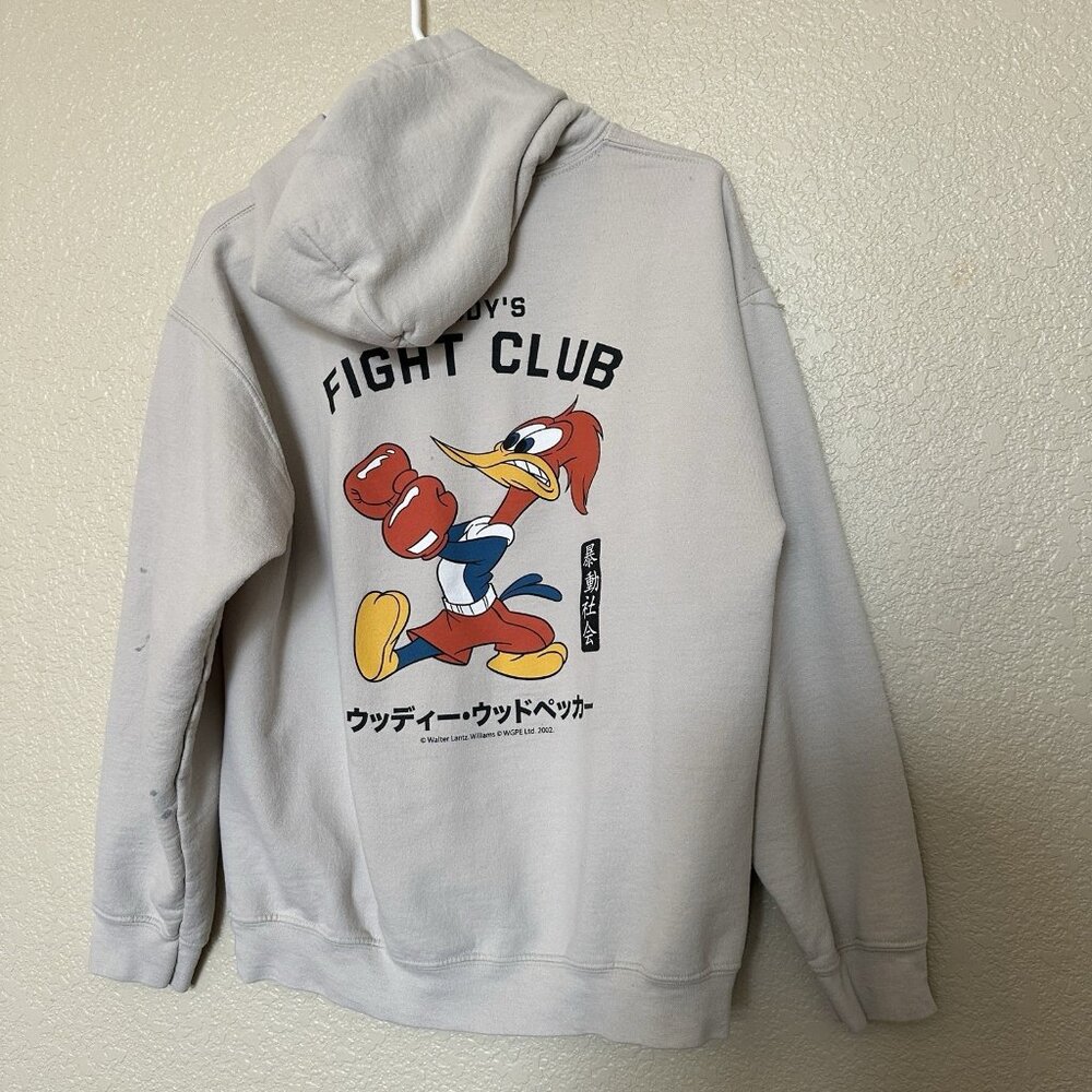 Riot Society Woody’s Fight Club Hoodie Men’s Medium Beige READ